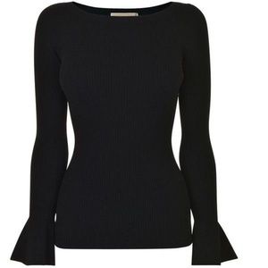 Ribbed Bell-Sleeve Top